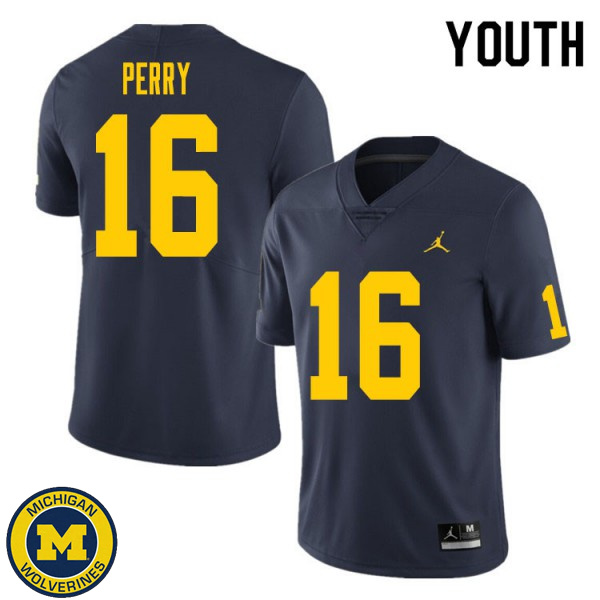 Youth Michigan Wolverines #16 Jalen Perry Navy Fashion Player Jersey